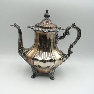 Vintage Gorham Silverplate Teapot YC1601 Rosewood Hinged Lid Footed Base